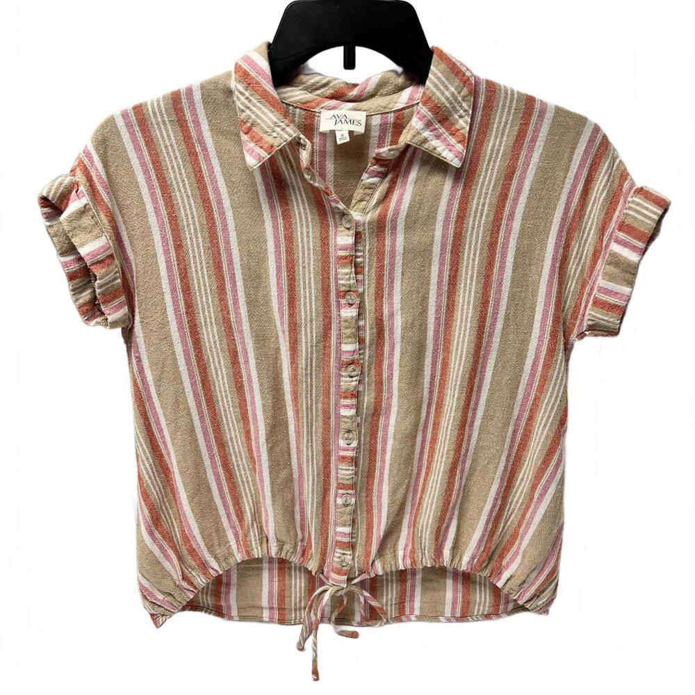 Ava James Striped Button-Up Shirt - Size S